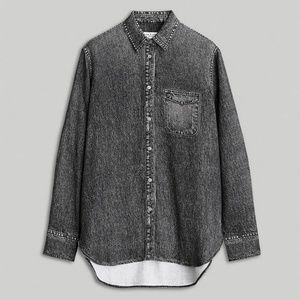 Rag & Bone Maxine Liquid Miramar Button Down Shirt in Black Magic Size Medium M